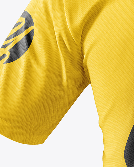 Men S T Shirt With Mini Eyelet Fabric Mockup In Apparel Mockups On Yellow Images Object Mockups