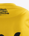 Download Men S T Shirt With Mini Eyelet Fabric Mockup In Apparel Mockups On Yellow Images Object Mockups