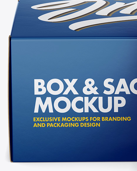 Download Glossy Sachet With Box Psd Mockup Front View Yellowimages