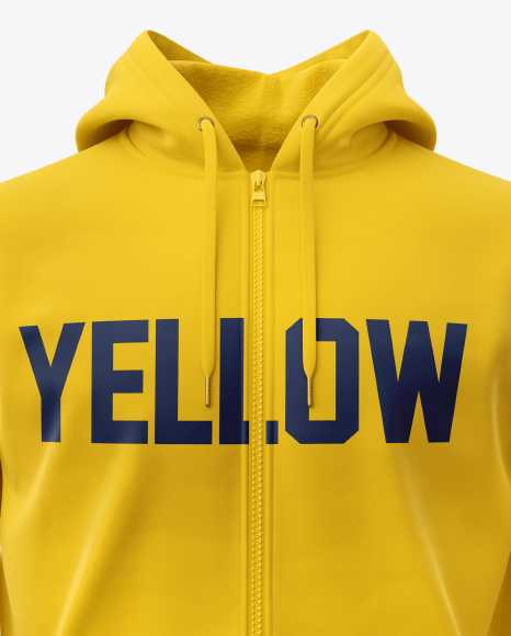 Men S Full Zip Hoodie Mockup In Apparel Mockups On Yellow Images Object Mockups