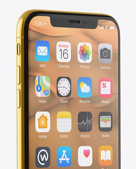 Apple Iphone X Mockup In Device Mockups On Yellow Images Object Mockups