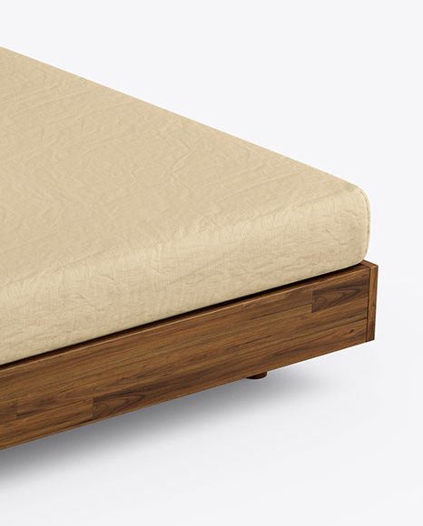 Wooden Double Bed Mockup PSD #5