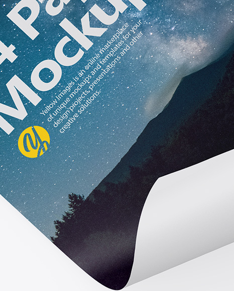 Glossy A4 Paper Mockup PSD #2