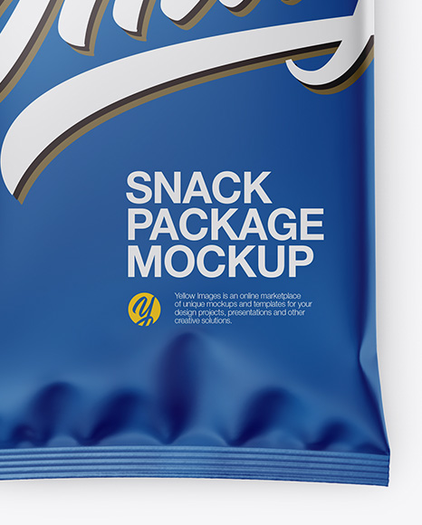 Matte Snack Package Mockup in Bag & Sack Mockups on Yellow Images