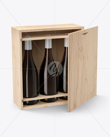 Download Wooden Box With White Wine Amber Bottles Mockup In Box Mockups On Yellow Images Object Mockups