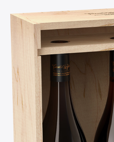 Download Wooden Box With White Wine Amber Bottles Mockup In Box Mockups On Yellow Images Object Mockups