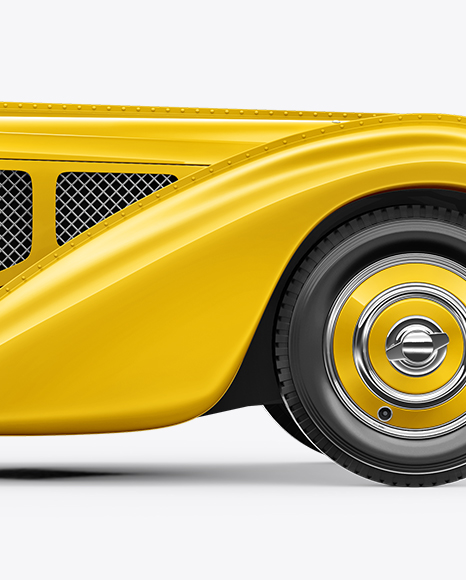 Download Retro Car Mockup Side View In Vehicle Mockups On Yellow Images Object Mockups PSD Mockup Templates