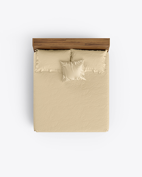 Wooden Double Bed Mockup PSD #2