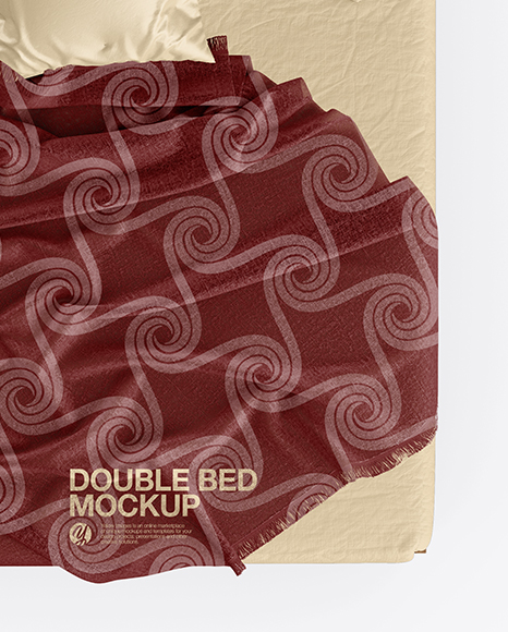 Wooden Double Bed Mockup PSD #6