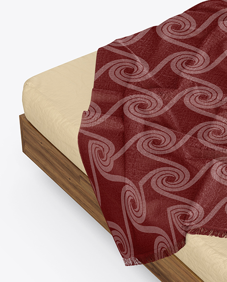 Wooden Double Bed Mockup PSD #6