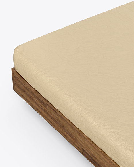 Wooden Double Bed Mockup PSD #5