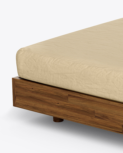 Wooden Double Bed Mockup PSD #5