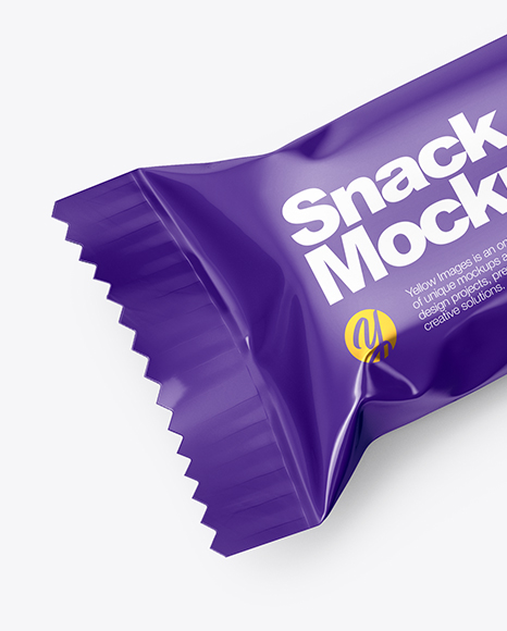 Download Glossy Snack Bar Mockup In Flow Pack Mockups On Yellow Images Object Mockups