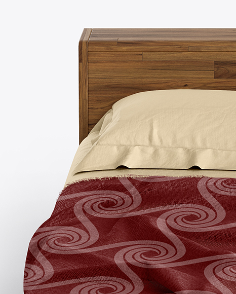 Wooden Double Bed Mockup PSD #1