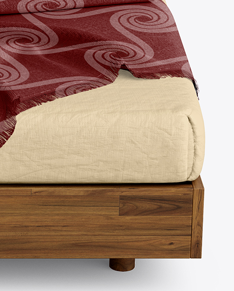Wooden Double Bed Mockup PSD #6