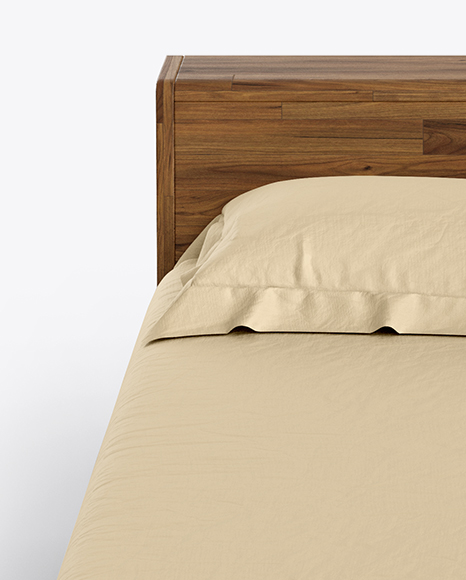 Wooden Double Bed Mockup PSD #7