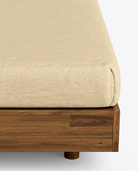 Wooden Double Bed Mockup PSD #5