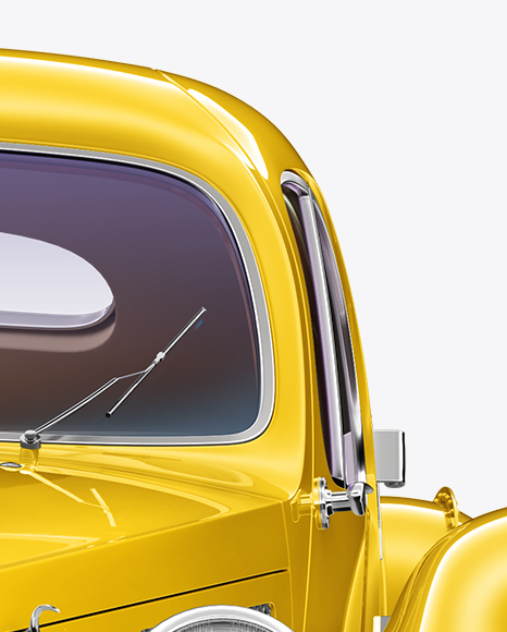 Download Retro Car Mockup Front View In Vehicle Mockups On Yellow Images Object Mockups PSD Mockup Templates