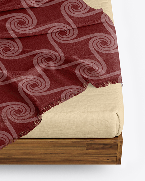 Wooden Double Bed Mockup PSD #6