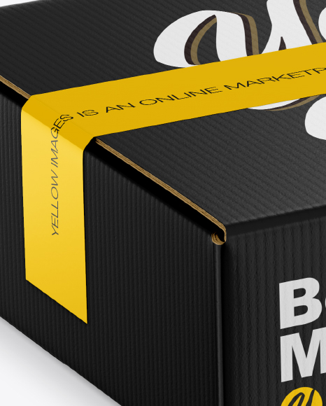 Download Box W Duct Tape Mockup In Box Mockups On Yellow Images Object Mockups PSD Mockup Templates