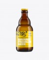 Download Amber Bottle with Light Beer 330ml in Bottle Mockups on Yellow Images Object Mockups