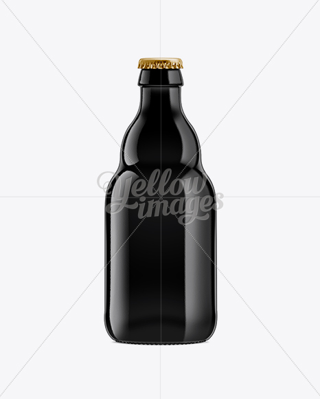 Black Glass Beer Bottle 330ml In Bottle Mockups On Yellow Images Object Mockups