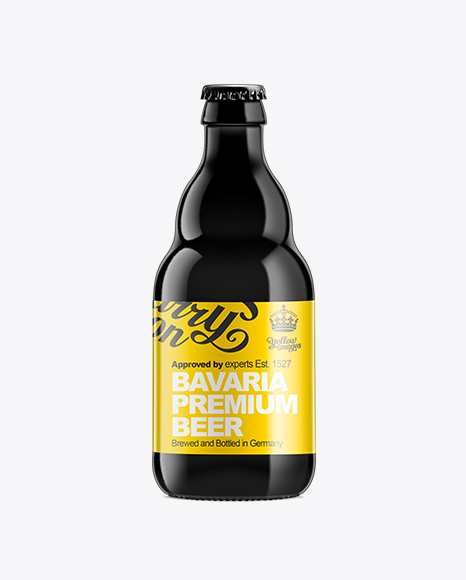 Download Black Glass Beer Bottle 330ml in Bottle Mockups on Yellow Images Object Mockups