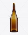 Amber Beer Bottle sealed with a Cork and Muselet 750ml on Yellow Images