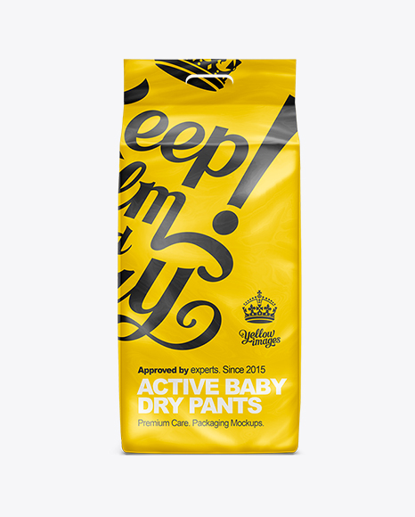 Tall Diapers Package With Handle In Bag Sack Mockups On Yellow Images Object Mockups