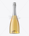 Clear Glass Champagne Bottle Mockup - Front View on Yellow Images