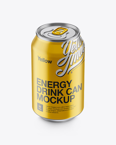 330ml Matte Aluminium Can Mockup (High-Angle Shot) on Yellow Images