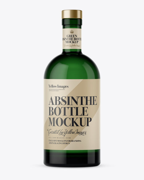 Download Green Glass Absinthe Bottle Mockup In Bottle Mockups On Yellow Images Object Mockups PSD Mockup Templates