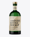 Green Glass Absinthe Bottle Mockup on Yellow Images Object Mockups