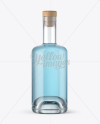 Download Clear Glass Bottle with Blue Gin Mockup in Bottle Mockups on Yellow Images Object Mockups