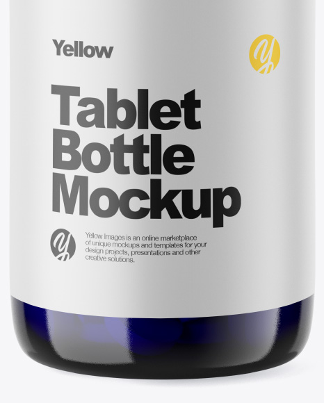 Blue Tablet Bottle Mockup PSD #1