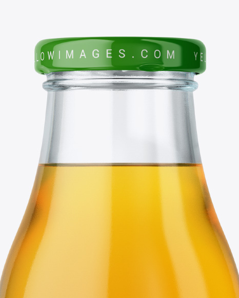 Clear Glass Bottle With Apple Juice Mockup PSD #3