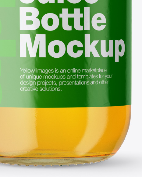 Clear Glass Bottle With Apple Juice Mockup PSD #4