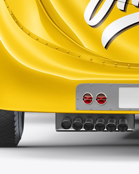 Download Retro Car Mockup Back View In Vehicle Mockups On Yellow Images Object Mockups PSD Mockup Templates