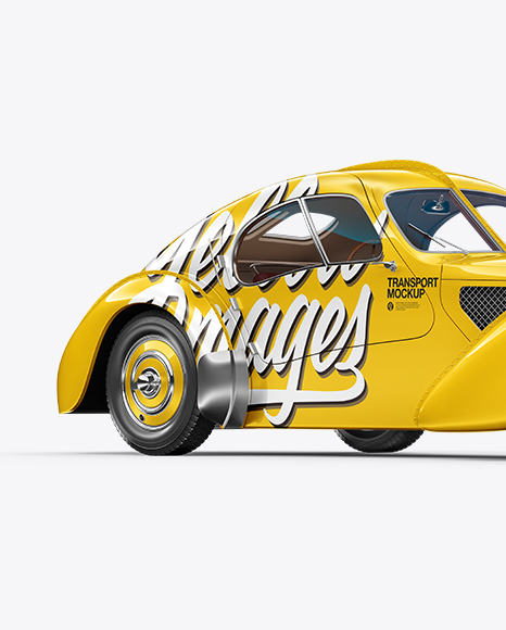 Download Retro Car Mockup Back Half Side View In Vehicle Mockups On Yellow Images Object Mockups Yellowimages Mockups