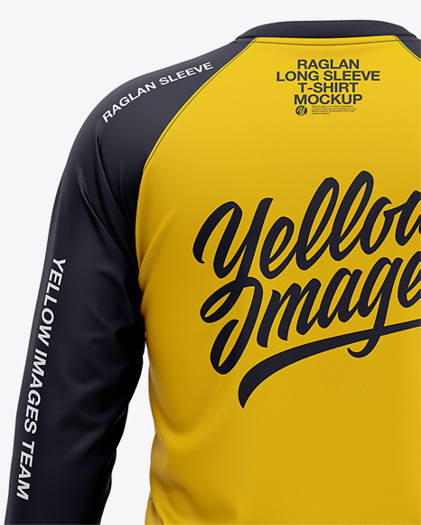 Download Men's Raglan Long Sleeve T-Shirt Mockup - Back View in ...