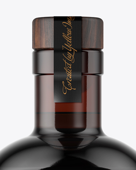 Amber Glass Bottle with Wooden Cap Mockup PSD #7