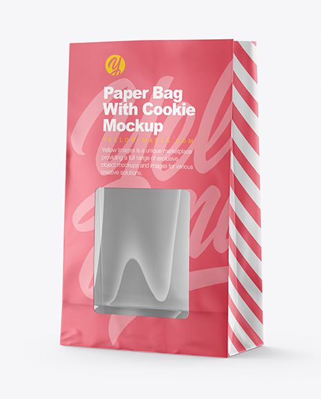Paper Bag with Cookie Mockup PSD #2