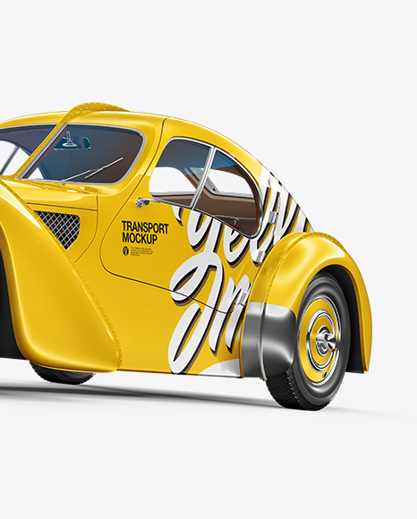 Download Retro Car Mockup Half Side View In Vehicle Mockups On Yellow Images Object Mockups PSD Mockup Templates