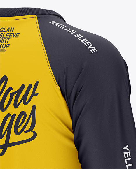 Download Men S Raglan Long Sleeve T Shirt Mockup Back Half Side View In Apparel Mockups On Yellow Images Object Mockups