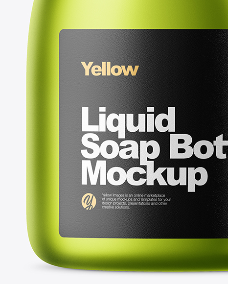 Matte Metallic Liquid Soap Bottle Mockup on Yellow Images Object Mockups