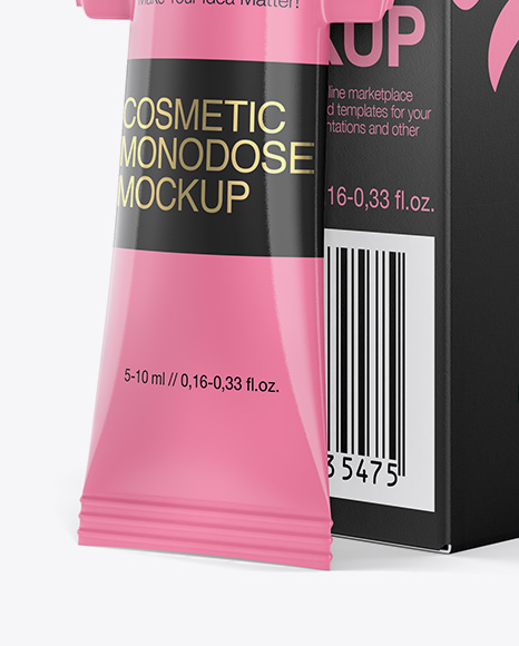 Download Glossy Plastic Cosmetic Monodose And Paper Box Mockup In Tube Mockups On Yellow Images Object Mockups Yellowimages Mockups