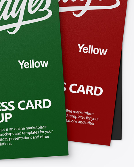 Three Paper Business Cards Mockup In Stationery Mockups On Yellow Images Object Mockups