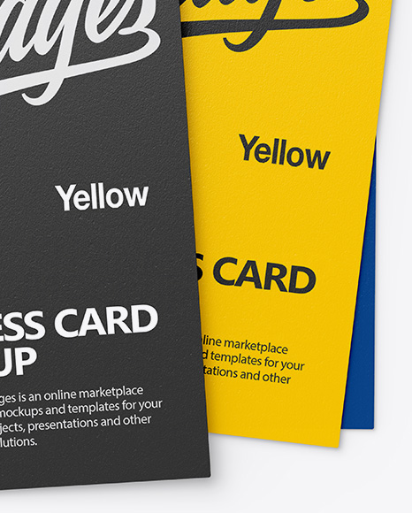 Three Textured Business Cards Mockup In Stationery Mockups On Yellow Images Object Mockups