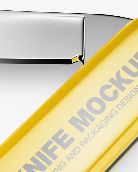 Download Opened Pocket Knife Mockup Top View in Stationery Mockups on Yellow Images Object Mockups