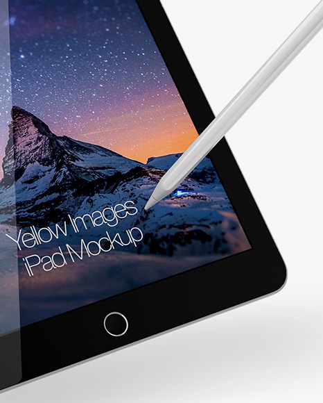 Download Ipad W Stylus Mockup In Device Mockups On Yellow Images Object Mockups PSD Mockup Templates